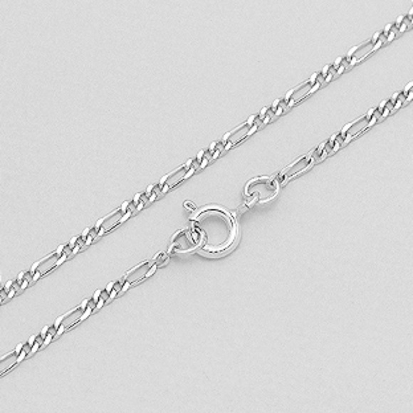 Sterling Silver Flat Figaro 1.4mm Necklace - Picture 1 of 1